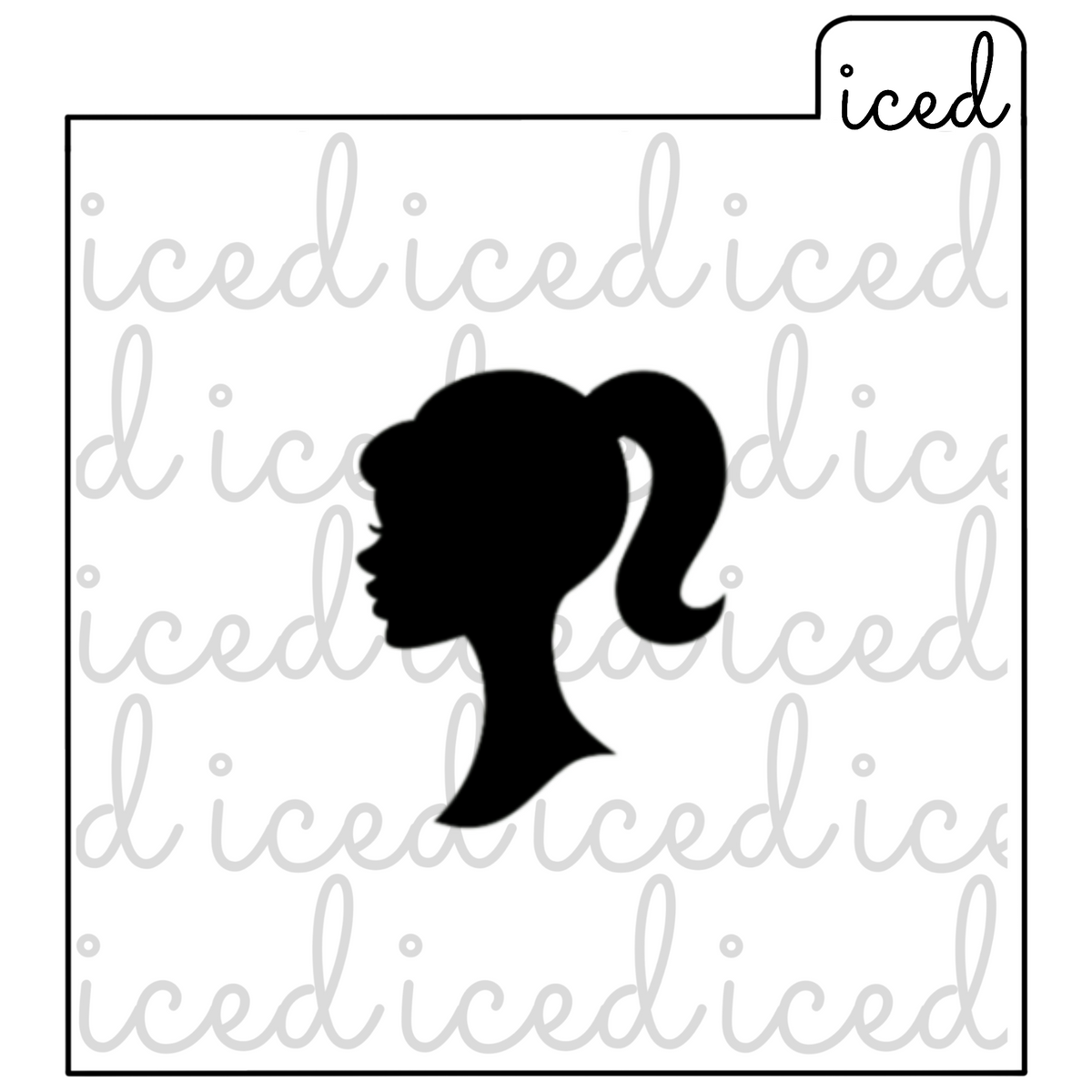 Stencil Barbie Head Silhouette Iced