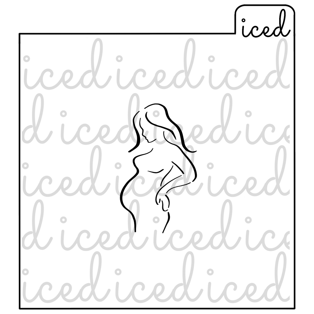 Pregnant Woman Outline Stencil Iced