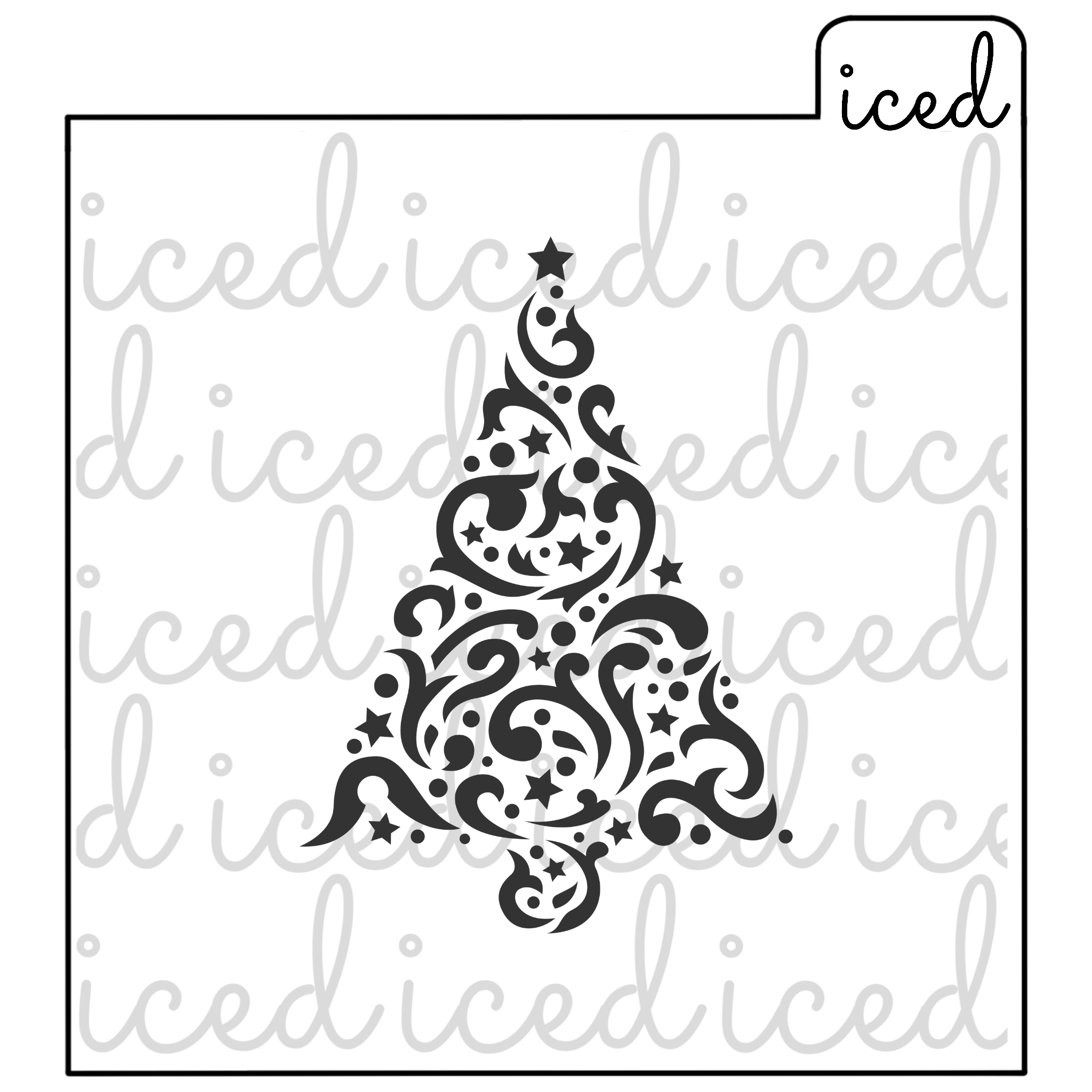 Iced tree pattern stencil design.