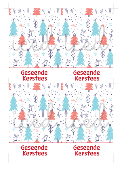 Cookie Card Digital Download  - Geseende Kersfees Whimsical Wood