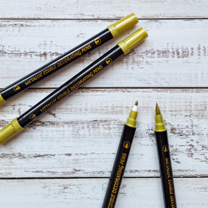 Metallic Gold Edible Marker Pen Dual Tip - Single