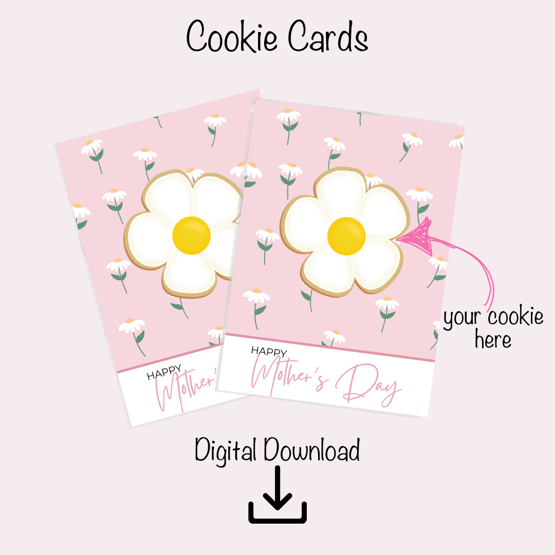 Cookie Card Digital Download  - Happy Mother's Day White Daisy