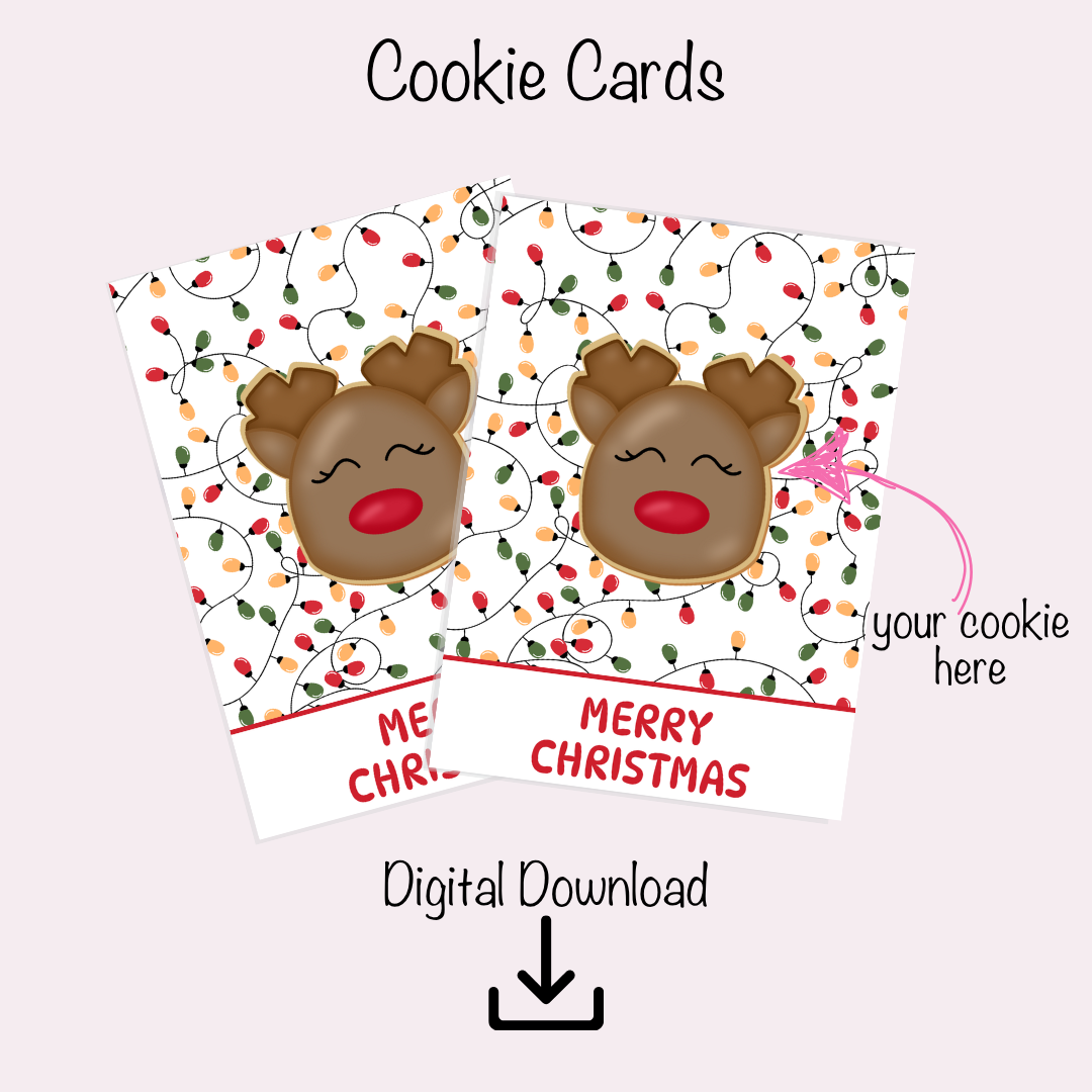 Cookie Card Digital Download  - Merry Christmas Lights