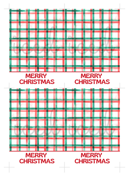 Cookie Card Digital Download  - Merry Christmas Plaid