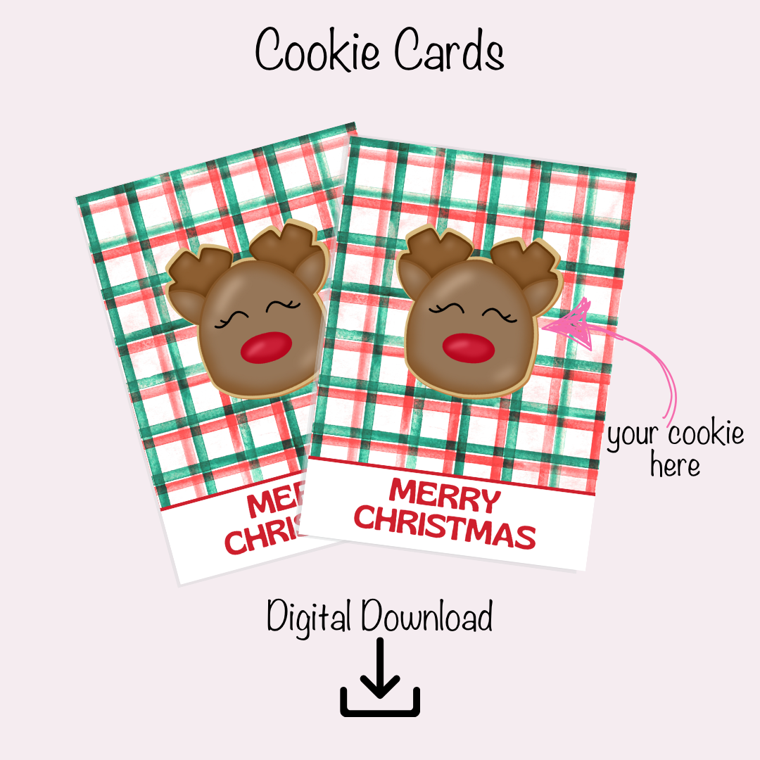 Cookie Card Digital Download  - Merry Christmas Plaid