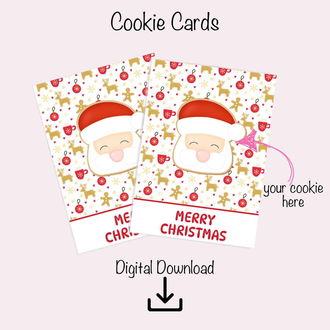 Cookie Card Digital Download  - Merry Christmas Reindeers