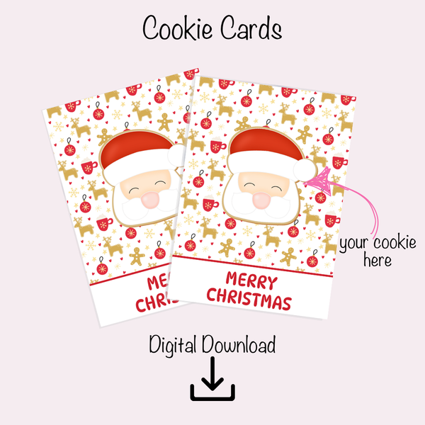 Cookie Card Digital Download  - Merry Christmas Reindeers