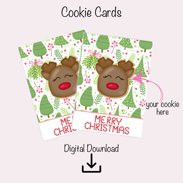 Cookie Card Digital Download  - Merry Christmas Trees