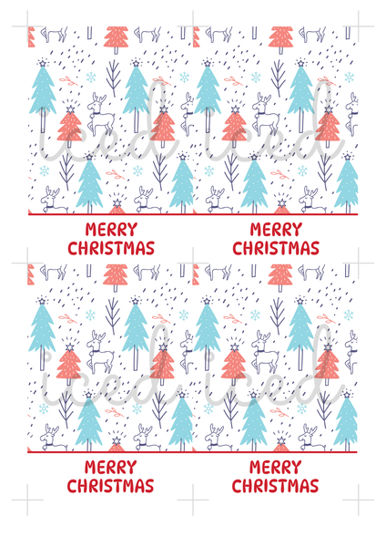 Cookie Card Digital Download  - Merry Christmas Whimsical Wood