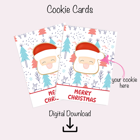 Cookie Card Digital Download  - Merry Christmas Whimsical Wood