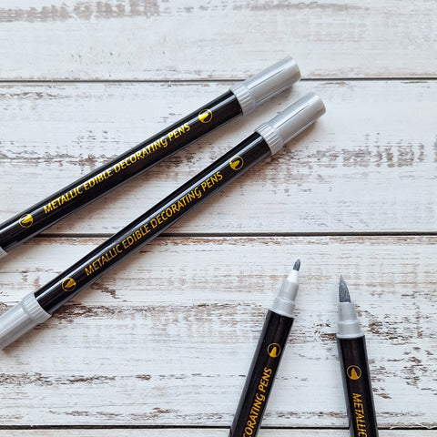 Metallic Silver Edible Marker Pen Dual Tip - Single