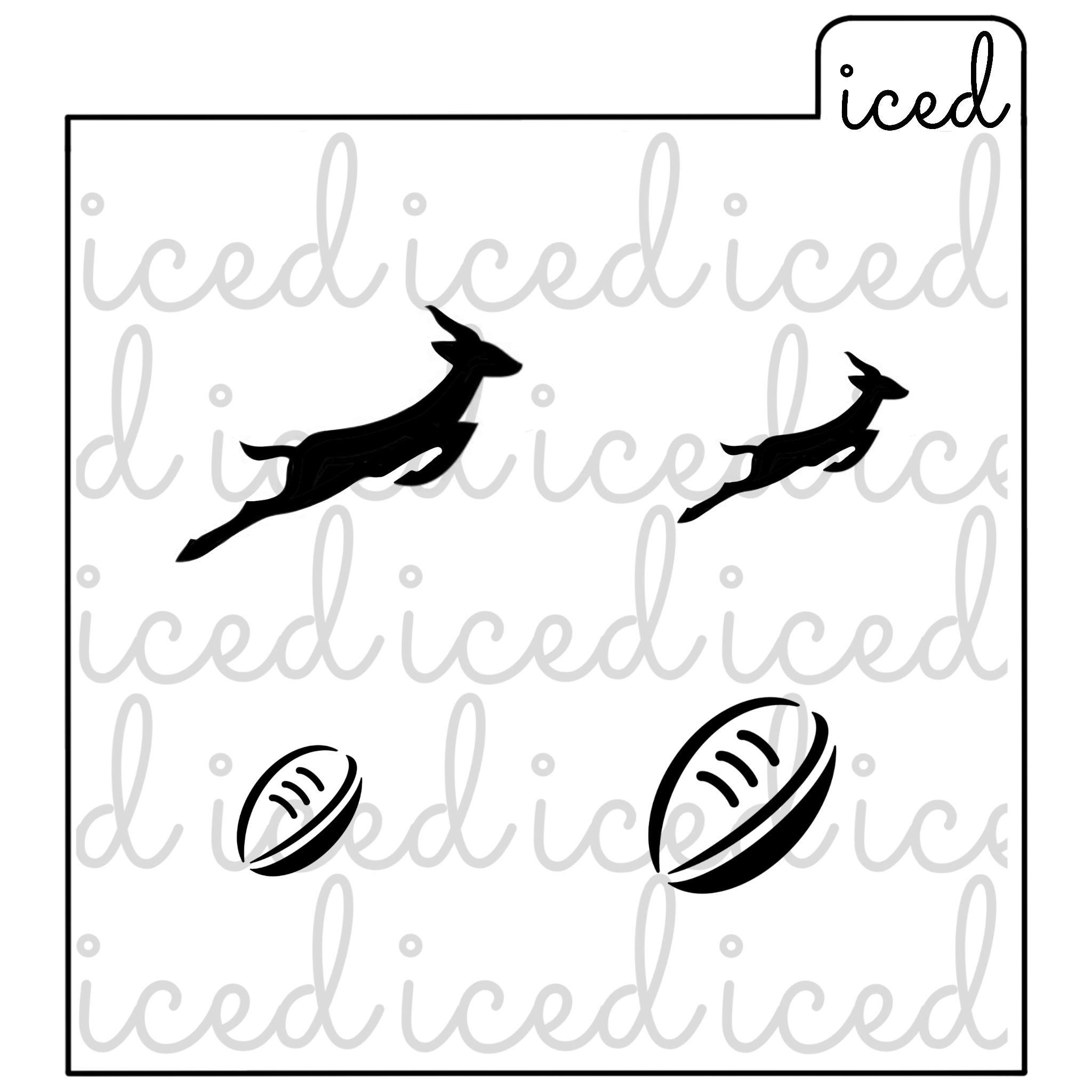 Spring Box Rugby Pattern Stencil - Springbok and Rugby Ball – Iced