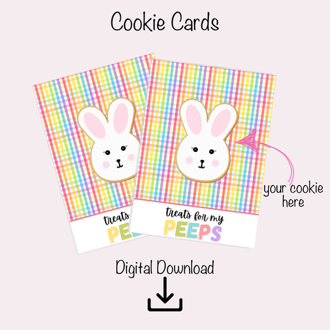Cookie Card Digital Download  - Treats for my Peeps - Rainbow Stripe